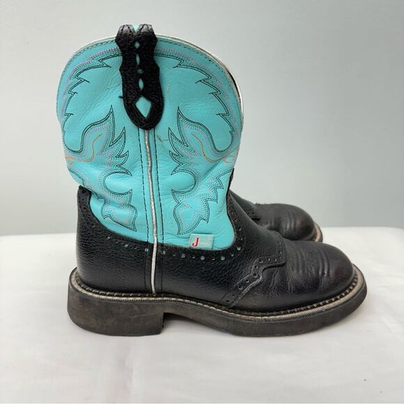 Justin ‘fat baby’ western cowgirl boots leather girls‎ woman's 6.5 - Picture 3 of 7